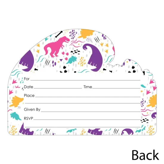 Big Dot of Happiness Roar Dinosaur Girl - Shaped Fill-in Invites - Dino T-Rex Baby Shower or Birthday Party Invite Cards with Envelopes - Set of 12 {4}