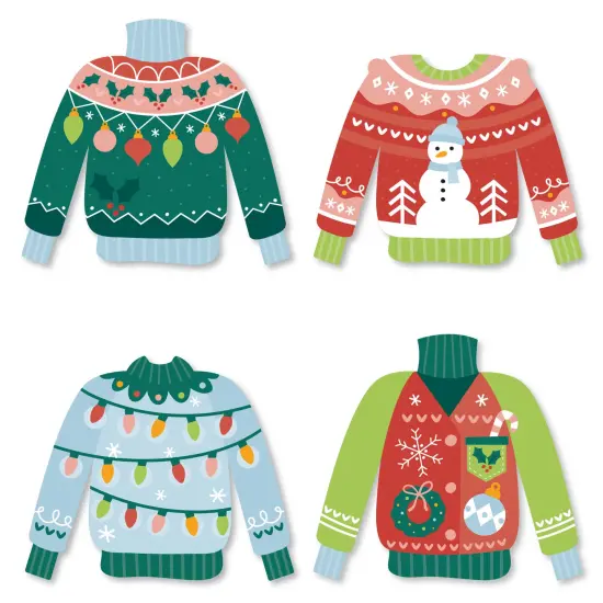 Big Dot of Happiness Colorful Christmas Sweaters - DIY Shaped Ugly Sweater Holiday Party Cut-Outs - 24 Count {1}