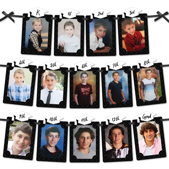 Big Dot of Happiness Black and White Grad - Best is Yet to Come - DIY Graduation Party Decor - K-12 School Picture Display - Photo Banner {1}