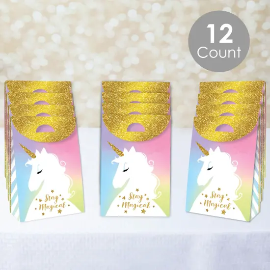Big Dot of Happiness Rainbow Unicorn - Magical Unicorn Baby Shower or Birthday Gift Favor Bags - Party Goodie Boxes - Set of 12 {3}