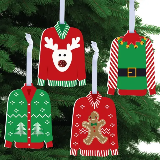 Big Dot of Happiness Ugly Sweater - Holiday and Christmas Party Decorations - Christmas Tree Ornaments - Set of 12 {1}