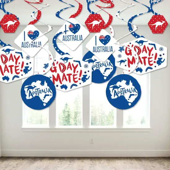 Big Dot of Happiness Australia Day - G'Day Mate Aussie Party Hanging Decor - Party Decoration Swirls - Set of 40 {4}