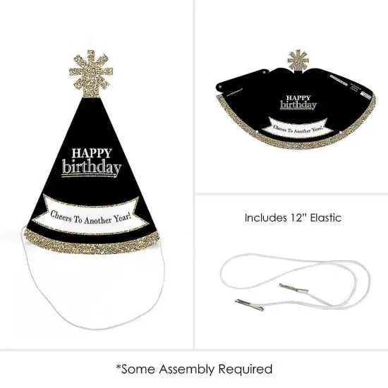 Big Dot of Happiness Adult Birthday - Gold Mini Cone Hat (Adult Happy Birthday - Gold Mini Cone Hat) {6}
