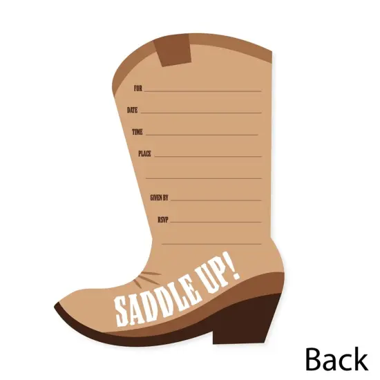 Big Dot of Happiness Western Hoedown - Shaped Fill-In Invitations - Wild West Cowboy Party Invitation Cards with Envelopes - Set of 12 {6}