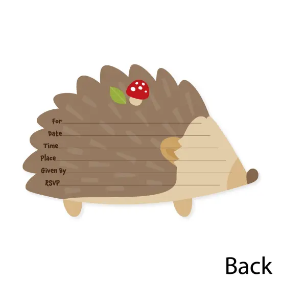 Big Dot of Happiness Forest Hedgehogs - Shaped Fill-In Invitations - Woodland Birthday Party or Baby Shower Invitation Cards with Envelopes - 12 Ct {6}