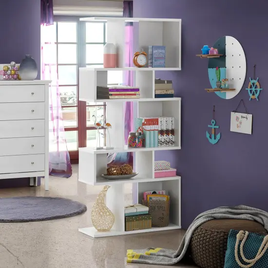 Costway 5 Cubes Ladder Shelf Freestanding Corner Bookshelf Display Rack Bookcase {4}