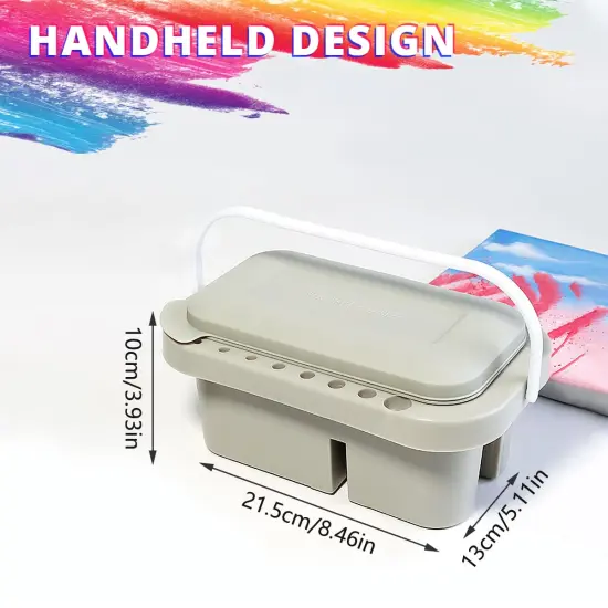 Paint Brush Cleaner,Paint Brush Basin with 10 PCS Paint Brushes,Paint Brush Holder and Organizers with Palette for Acrylic, for Watercolor and Water Based Paints (Gery) {5}