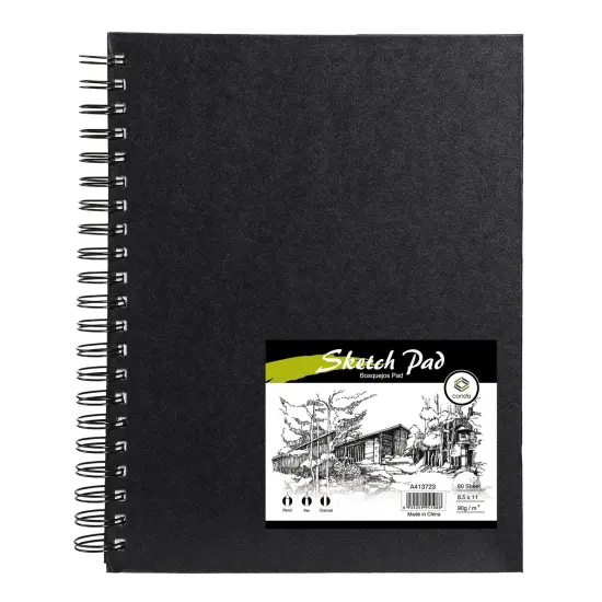 8.5"x11" Hardbound Sketch Book, Double-Sided Hardcover Sketchbook, Spiral Sketch Pad, Durable Acid Free Drawing Art Paper for Kids & Adults {2}