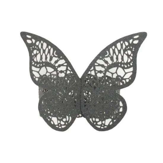 12 Laser Cut Butterfly Napkin Rings Black {1}