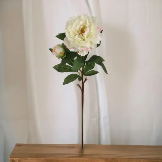 Cream Pink Peony Spray - 12-Pack with Silk Foliage & Lifelike Blooms, Perfect for Floral Arrangements, Home & Event D&eacute;cor - All-Season Elegance, Floral Home by Artificial Flowers {2}