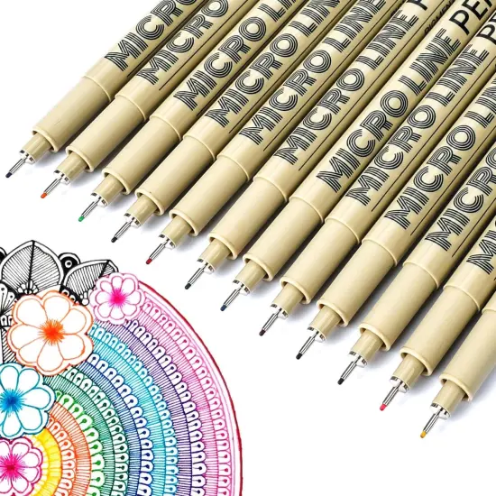 12 Colors 05 Micro Fineliner Drawing Art Pens, Waterproof Archival Ink Pens, 0.45mm Multiliner Fine Liner Pens for Illustration Technical Sketching Manga Scrapbooking Journaling Zentangle {3}