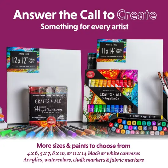 Acrylic Paint Set for Adults and Kids - 12 Pack of 12mL Paints with 12 Art Brushes & 4 Canvases, Non-Toxic Craft Paint for Easter Eggs, Ceramic Rock Paint - Art Supplies {2}