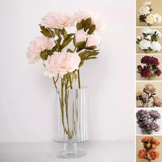 2 Pcs Stem Silk Peony Artificial Flowers Dusty rose {2}
