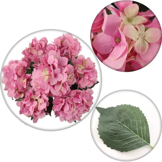 20-Inch UV Pink Hydrangea Bush with 7 Lifelike Silk Flowers for Indoor and Outdoor D&eacute;cor, Floral Home by Artificial Flowers {2}