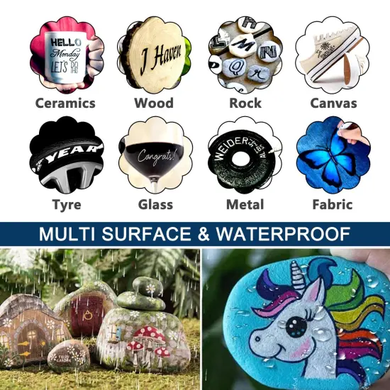 5 Pack Oil Based Permanent Marker Pen, Medium Tip, Waterproof & Quick Dry, for Office, Art projects, Rock Painting, Ceramic, Glass, Wood, Plastic, Metal, Canvas {4}