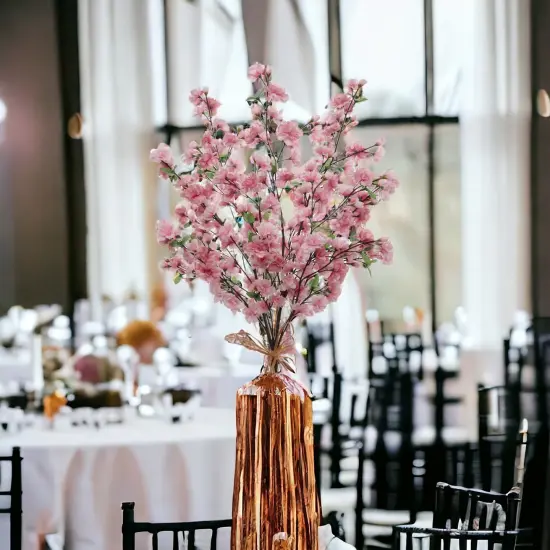 36-Inch Dark Pink Silk Cherry Blossom Stems - Set of 3 Lifelike Flowers, Perfect for Bouquets, Floral Arrangements & Home Decor - Floral Home by Artificial Flowers {3}