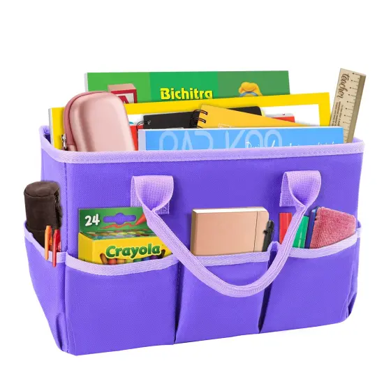 Art Organizer Desktop Craft Storage Tote Bag Organizer for Crafts, Sewing, Paper, Art, Canvas, Supplies Storage Organization with Handles for Travel or Daily Use (Purple, Small) {5}