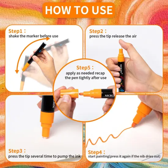 12 Colors Permanent Paint Markers Medium Tip Never Fade Quick Drying and Waterproof Marker Set for Metal, Wood, Fabric, Tire, Stone, Canvas, Mugs, Glass, DIY Craft {3}