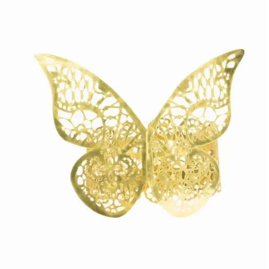 12 Laser Cut Butterfly Napkin Rings Gold {1}