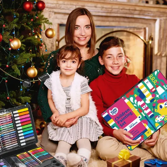 109 Pieces Deluxe Art Set for Kids, Painting & Drawing Art Supplies in a Plastic Case with Markers, Watercolor Cakes, Color Pencils, Great Art Kit Gift for Christmas New Year {4}