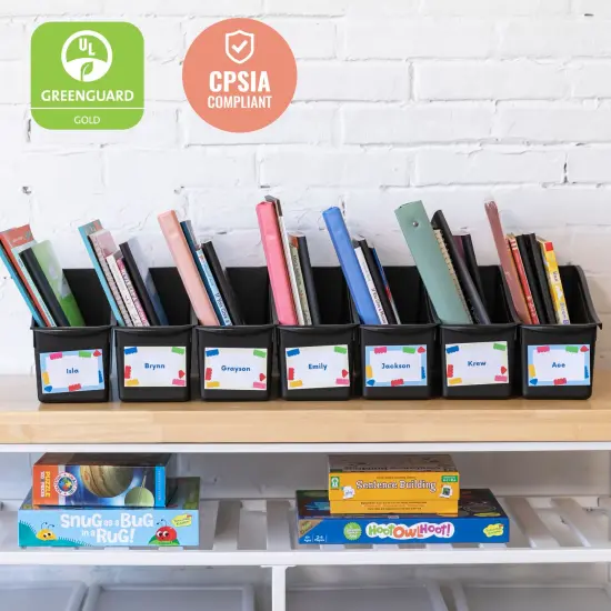 Linking Book Bins, Colorful Connecting Storage Black {6}