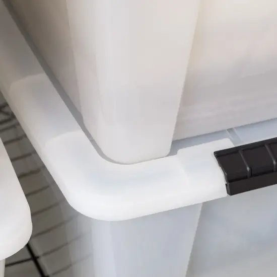 Plastic Storage Bins with Lids and Secure Latching Buckles Natural - 8 Pack {4}