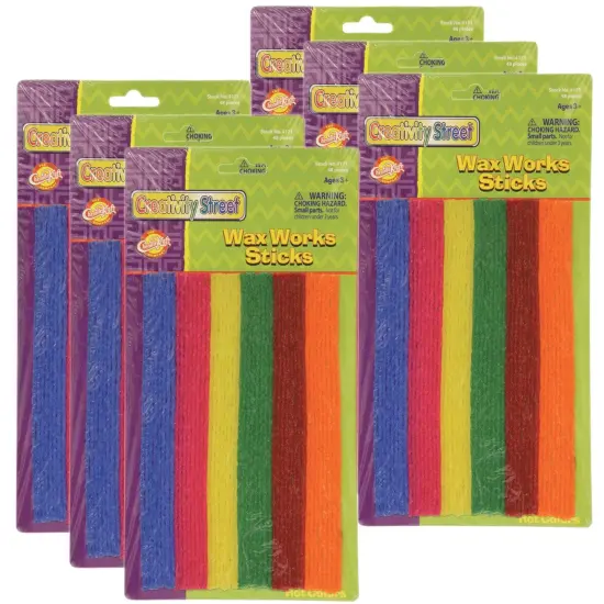 Wax Works&reg; Sticks, Assorted Hot Colors, 8", 48 Per Pack, 6 Packs {1}