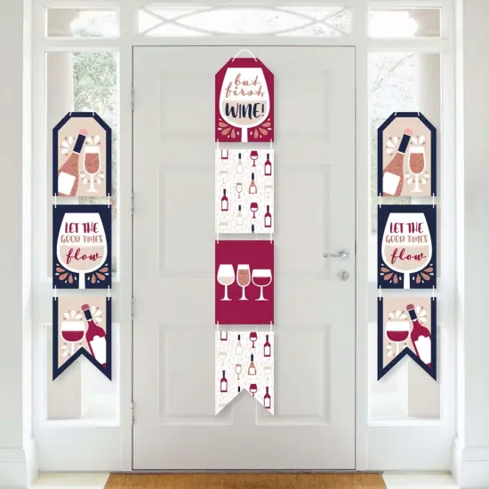 Big Dot of Happiness But First, Wine - Hanging Vertical Paper Door Banners - Wine Tasting Party Wall Decoration Kit - Indoor Door Decor {1}