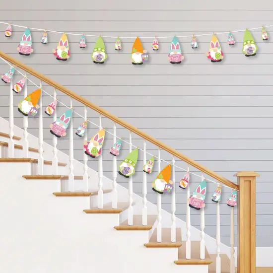 Big Dot of Happiness Easter Gnomes - Spring Bunny Party DIY Decorations - Clothespin Garland Banner - 44 Pieces {3}