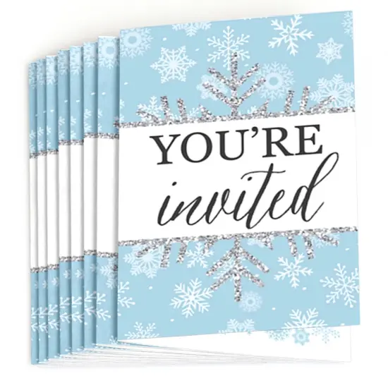 Big Dot of Happiness Winter Wonderland - Fill-in Snowflake Holiday Party and Winter Wedding Invitations (8 count) {3}