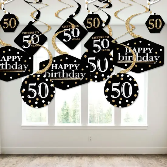 Big Dot of Happiness Adult 50th Birthday - Gold - Birthday Party Hanging Decor - Party Decoration Swirls - Set of 40 {4}