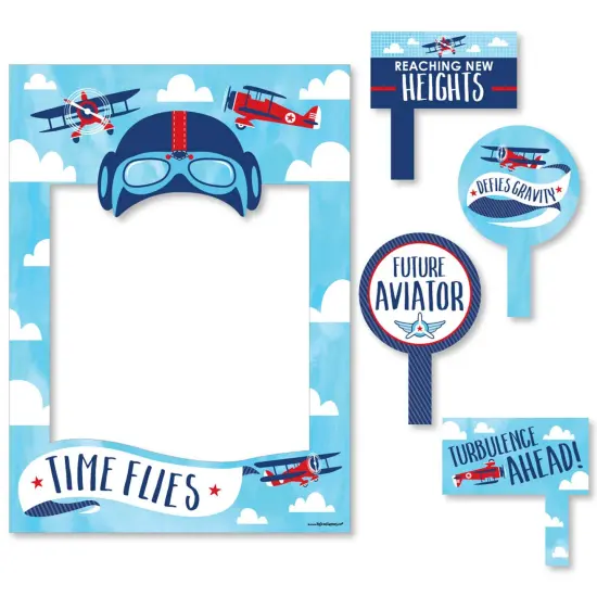 Big Dot of Happiness Taking Flight - Airplane - Vintage Plane Party Selfie Photo Booth Picture Frame & Props - Printed on Sturdy Material {7}