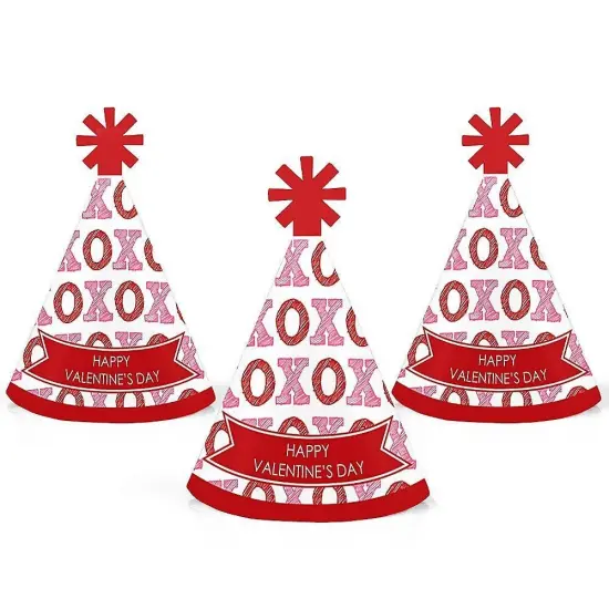 Big Dot of Happiness Conversation Hearts - Mini Cone Valentine's Day Party Hats - Small Little Party Hats - Set of 8 {7}