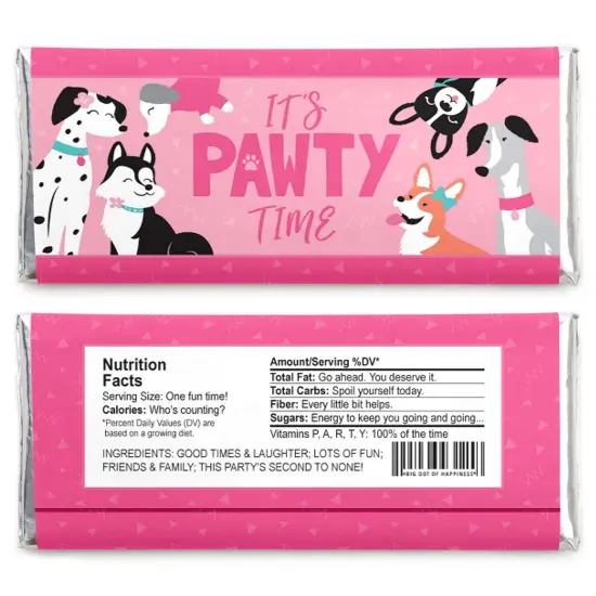 Big Dot of Happiness Pawty Like a Puppy Girl - Candy Bar Wrapper Pink Dog Baby Shower or Birthday Party Favors - Set of 24 {3}