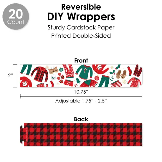 Big Dot of Happiness Christmas Pajamas - Holiday Plaid PJ Party Favors and Cupcake Kit - Fabulous Favor Party Pack - 100 Pieces {4}