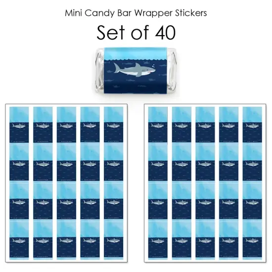 Big Dot of Happiness Shark Zone - Mini Candy Bar Wrapper Stickers - Jawsome Party or Birthday Party Small Favors - 40 Count {4}