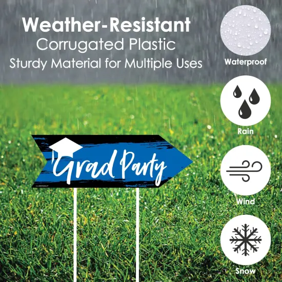 Big Dot of Happiness Blue Graduation Party Sign Arrow - Double Sided Directional Yard Signs - Set of 2 {4}