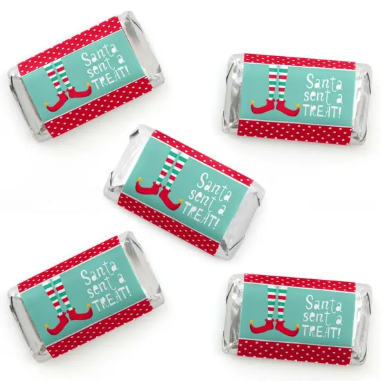 Big Dot of Happiness Elf Squad - Mini Candy Bar Wrapper Stickers - Kids Elf Christmas and Birthday Party Small Favors - 40 Count {1}