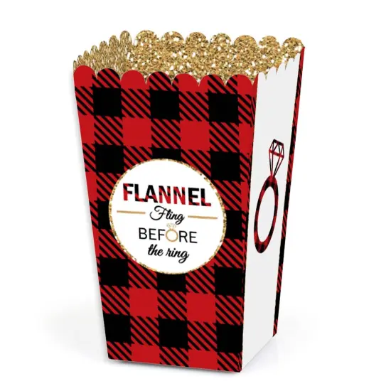 Big Dot of Happiness Flannel Fling Before the Ring - Buffalo Plaid Bachelorette Party Favor Popcorn Treat Boxes - Set of 12 {1}