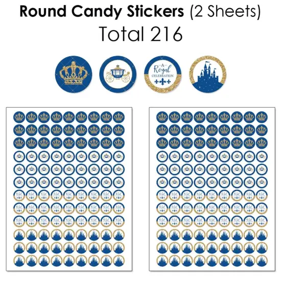 Big Dot of Happiness Royal Prince Charming - Baby Shower or Birthday Party Candy Favor Sticker Kit - 304 Pieces {6}