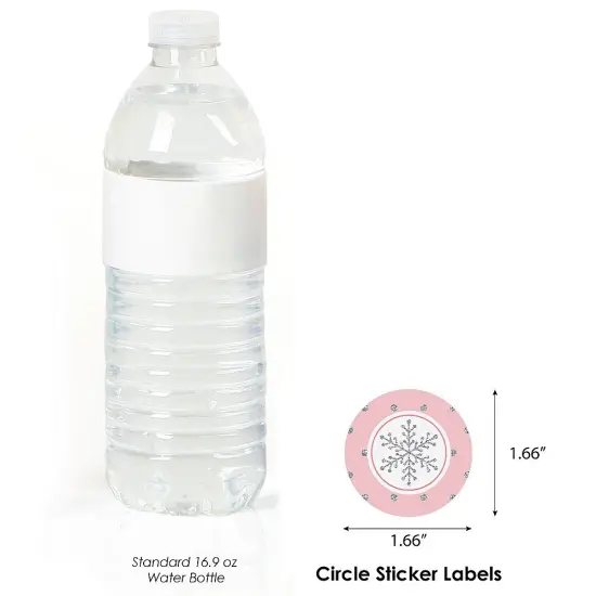 Big Dot of Happiness Pink Winter Wonderland - Holiday Snowflake Birthday Party or Baby Shower Circle Sticker Labels - 24 Count {4}