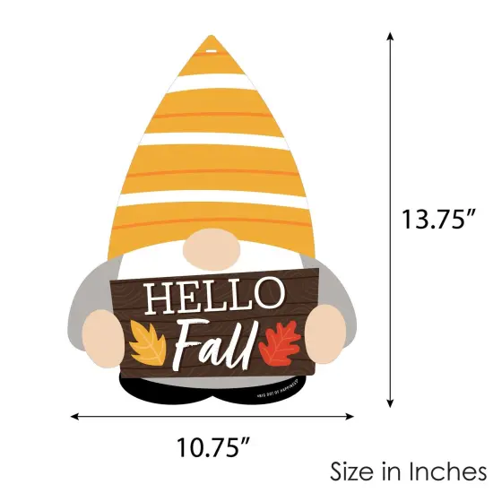 Big Dot of Happiness Fall Gnomes - Hanging Porch Autumn Harvest Party Outdoor Decorations - Front Door Decor - 1 Piece Sign {7}