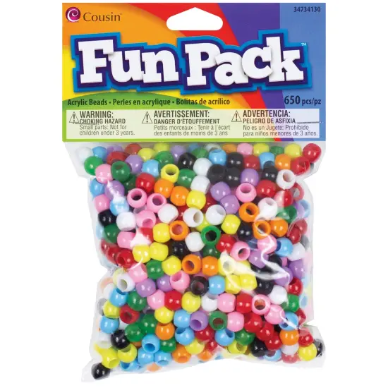 CousinDIY Fun Pack Acrylic Pony Beads 650/Pkg-Assorted Colors {1}