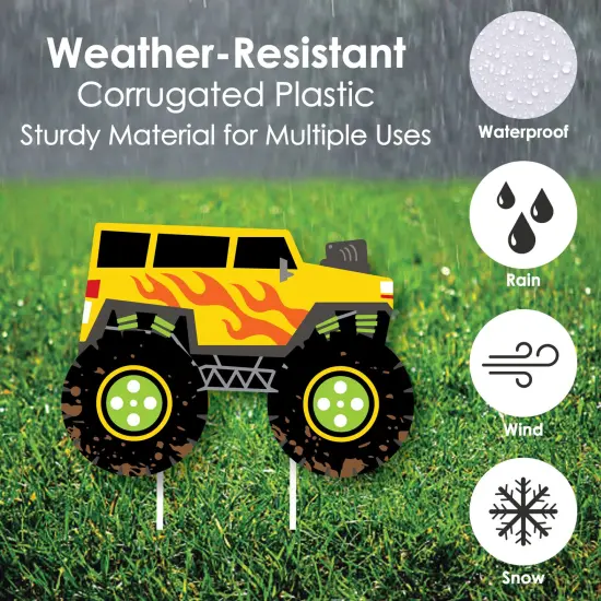 Big Dot of Happiness Smash and Crash - Monster Truck - Yard Sign and Outdoor Lawn Decorations - Boy Birthday Party Yard Signs - Set of 8 {4}