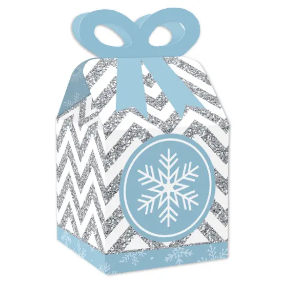 Big Dot of Happiness Winter Wonderland - Square Favor Gift Boxes - Snowflake Holiday Party and Winter Wedding Bow Boxes - Set of 12 {1}