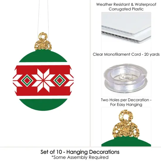 Big Dot of Happiness Hanging Ornaments - Outdoor Holiday and Christmas Hanging Porch & Tree Yard Decorations - 10 Pieces {6}