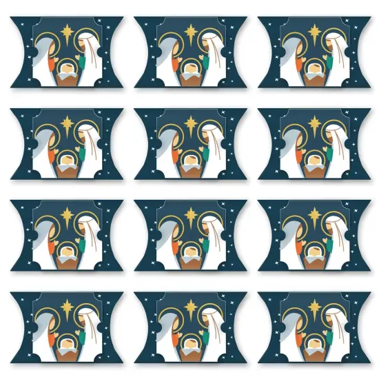 Big Dot of Happiness Holy Nativity - Favor Gift Boxes - Manger Scene Religious Christmas Large Pillow Boxes - Set of 12 {6}