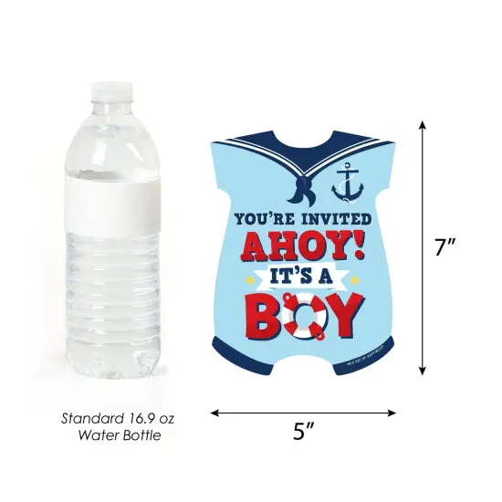 Big Dot of Happiness Ahoy It's a Boy - Shaped Fill-In Invitations - Nautical Baby Shower Invitation Cards with Envelopes - Set of 12 {7}