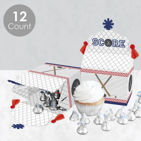 Big Dot of Happiness Shoots and Scores - Hockey - Treat Box Party Favors - Baby Shower or Birthday Party Goodie Gable Boxes - Set of 12 {4}