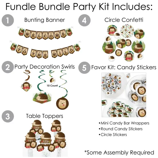 Big Dot of Happiness Forest Hedgehogs - Woodland Birthday Party or Baby Shower Supplies - Banner Decoration Kit - Fundle Bundle {3}